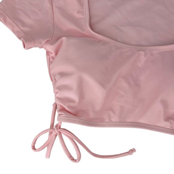 Cabana del Sol Swimsuit Bikini Pink String Short Sleeves Small New - Picture 12 of 13